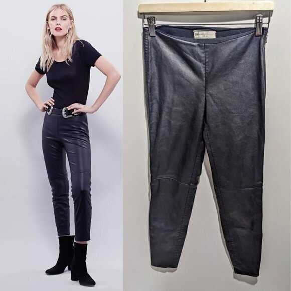FREE People | Lana Vegan Leather Legging in Black - Picture 1 of 13